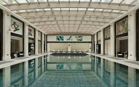 Pool under a glass dome